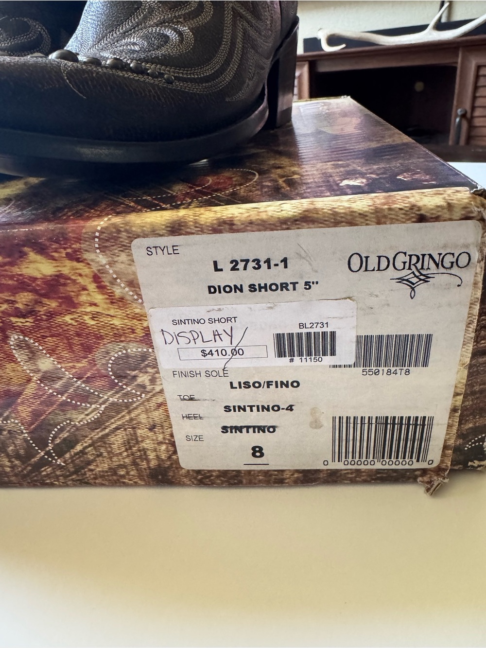 Old Gringo Dark Brown Leather Short Western Boots with Silver Stitching - Picture 7 of 8